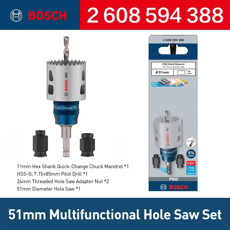 Bosch holesaw set 51cm Professional 5 Pieces With Power Change Plus Starter Kit for Bosch PowerChange Plus