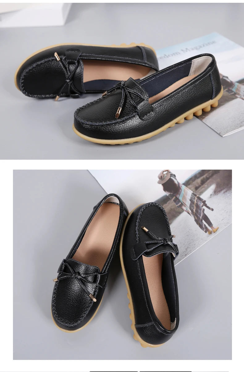 2025 New Woman Flats Shoes Ballet Flat Sneakers Genuine Leather Spring Soft Moccasins Ladies Boat Ballerina Espadrilles Creepers