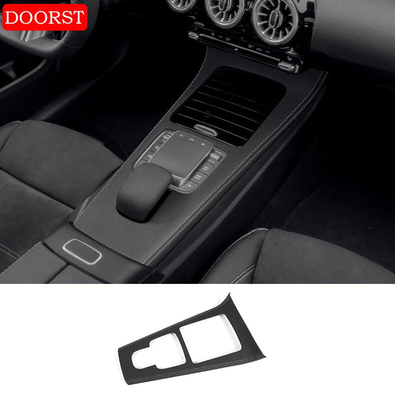 Car Center Console Leather Style Panel Cover Trim Panel Frame Interior Acccessories For Mercedes Benz A CLA Class W177 C118 AMG