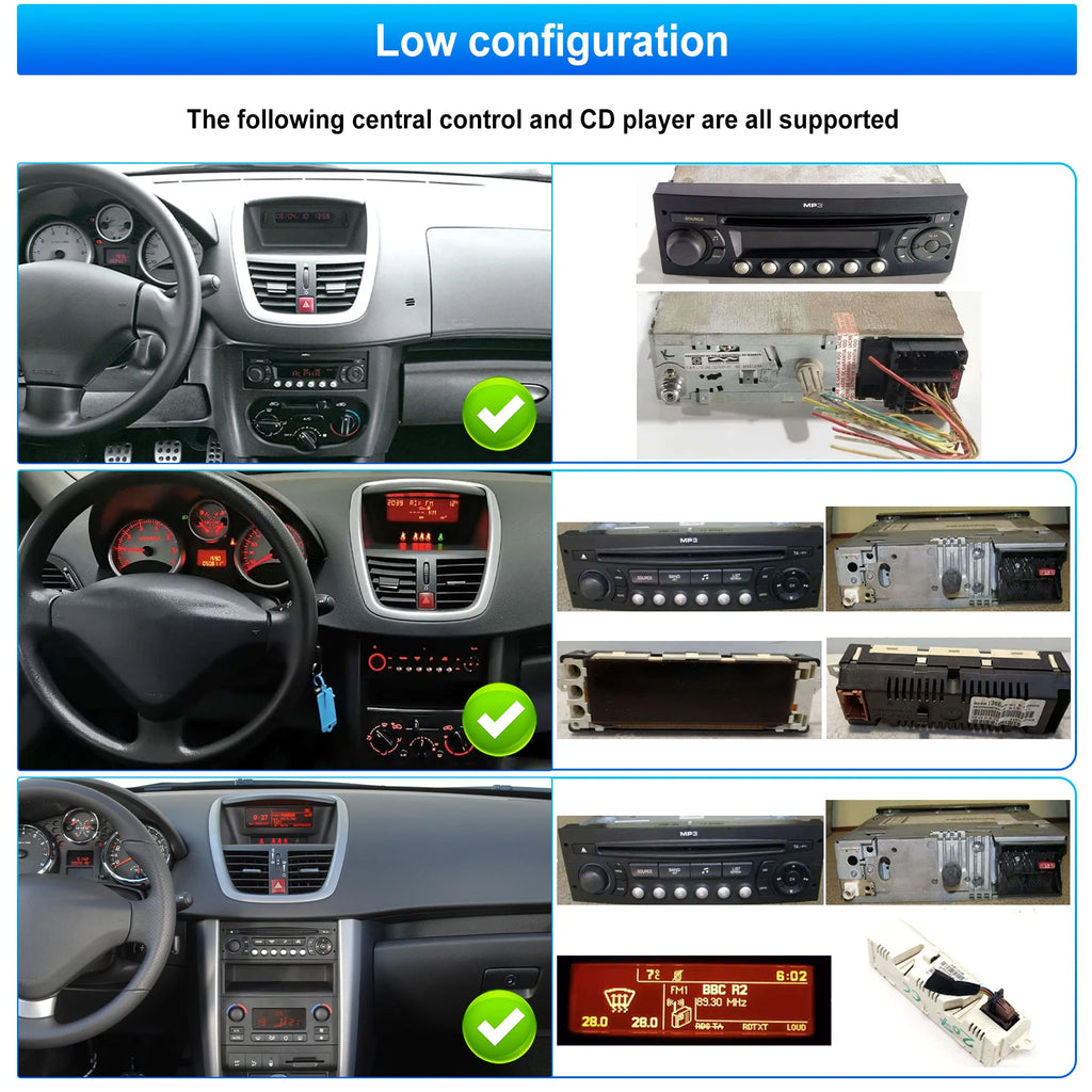 Podofo 7'' Carplay  Android 2din Carplay Car Radio For Peugeot 207 2008-2014 Bluetooth GPS Navigation FM RDS Radio Receiver