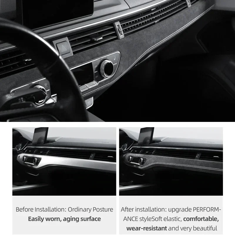 For Audi A4 B9 A5 2017-2024 Dashboard Panel Instrument Trim Strip Sticker Car Interior Make of Alcantara Tuning Accessories