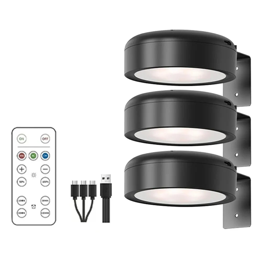 1/2/3Pcs Wall Mounted Magnetic LED Light Rechargeable Dimmable Wireless Picture Light with Control Remote Adjustable Timer