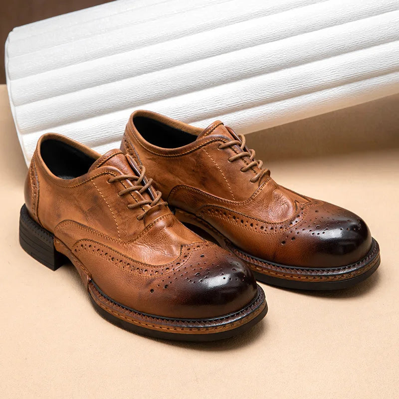 Soft Leather Mens Wedding Brogues Shoes Luxury Genuine Leather Spring Designer Handmade Quality Autumn Formal Social Shoes Man
