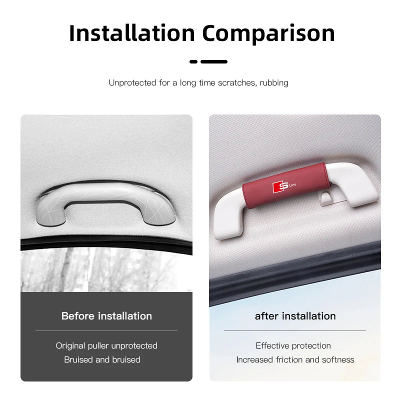 Car Roof Handle Protective Cover Cars Interior Accessories For Audi Sline A3 A4 A5 A6 A7 A1 A2 A8 Q1 Q2 Q3 Q4 Q5 Q6 Q7 Q8 TT RS3