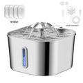 2.2L/74OZ Automatic Cat Fountain Stainless Steel Pet Water Dispenser Silent Water Pump Circulation Filtering Visual Window