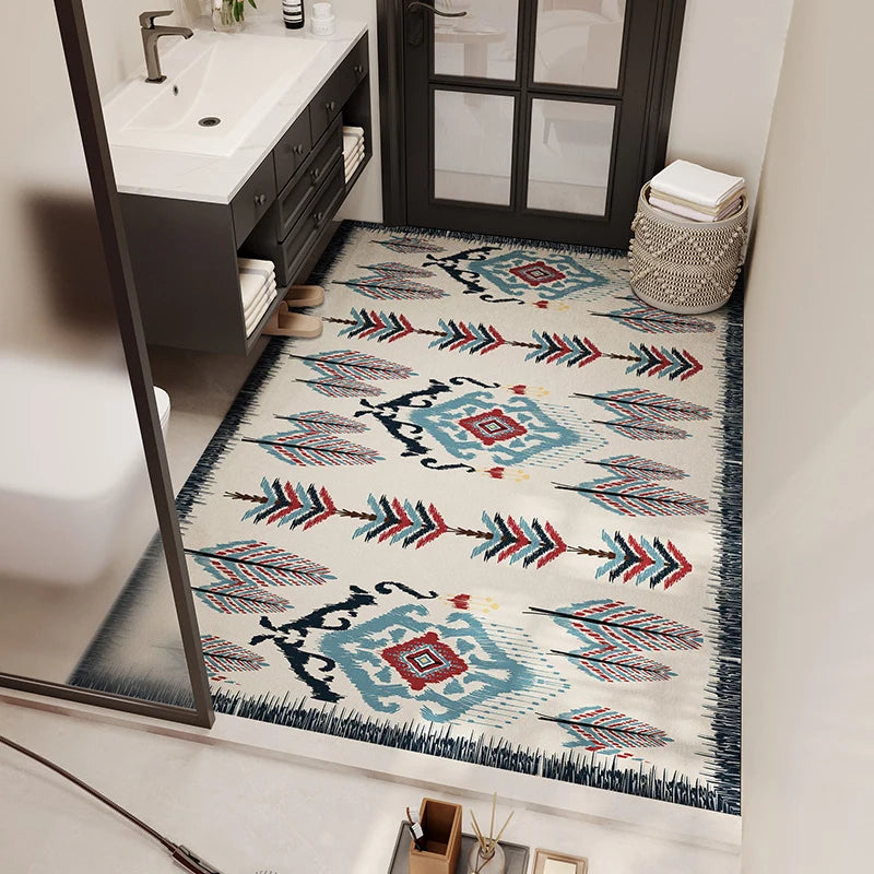 VIKAMA Bohemian Ethnic Style Bath Mat Diatomite Water Absorption Anti-Slip Wash Basin Mat Bathroom Toilet Carpet Home Decor