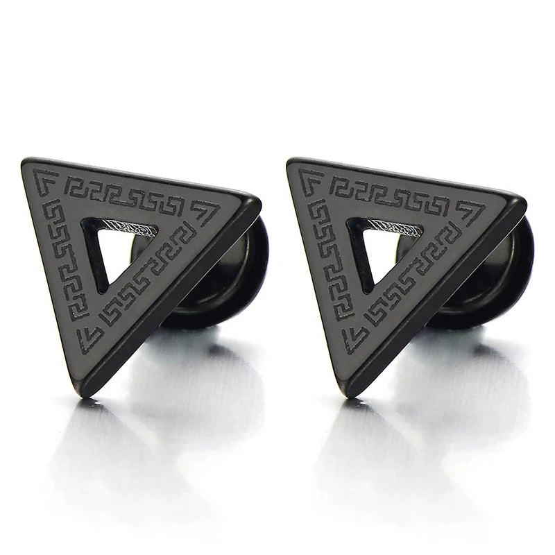 11 Pairs Punk Stainless Steel Stud Earrings Black Earrings Set For Men Women Vintage Hip Hop Piercing Ear Jewelry Accessories