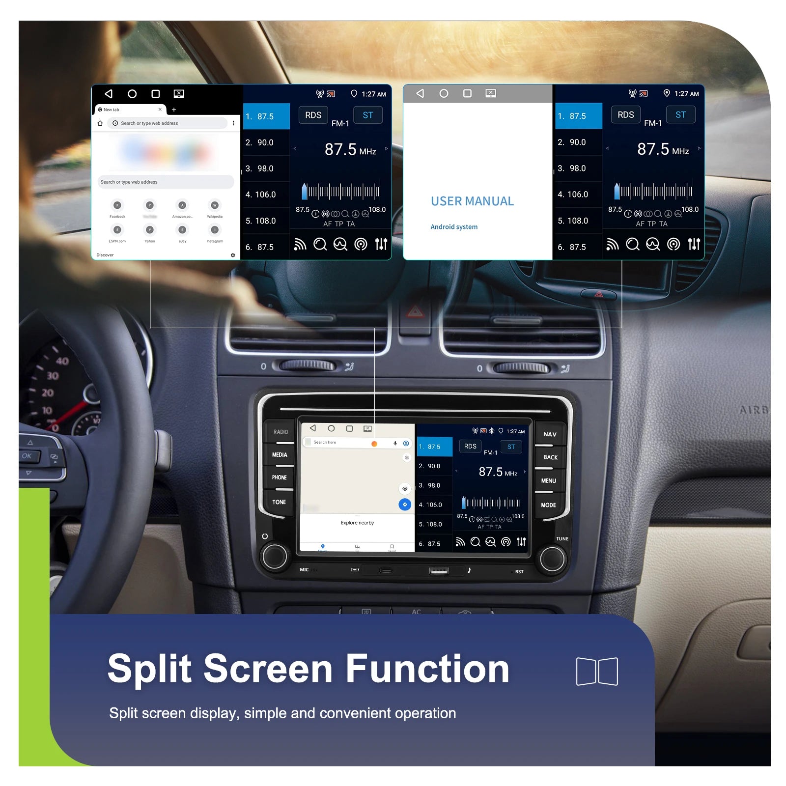 Podofo 7 "9" CarPlay Android Car Radio For Volkswagen VW Golf Passat JETTA Skoda SEAT Car Intelligent System 2din GPS Car Radio