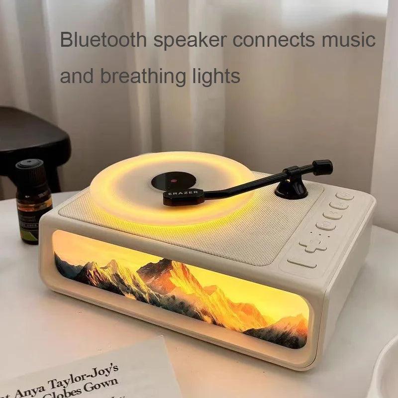 Enceinte Bluetooth d'aromathérapie style rétro, Veilleuse de chambre à coucher, Décoration d'intérieur, Platine vinyle musicale, Veilleuse audio