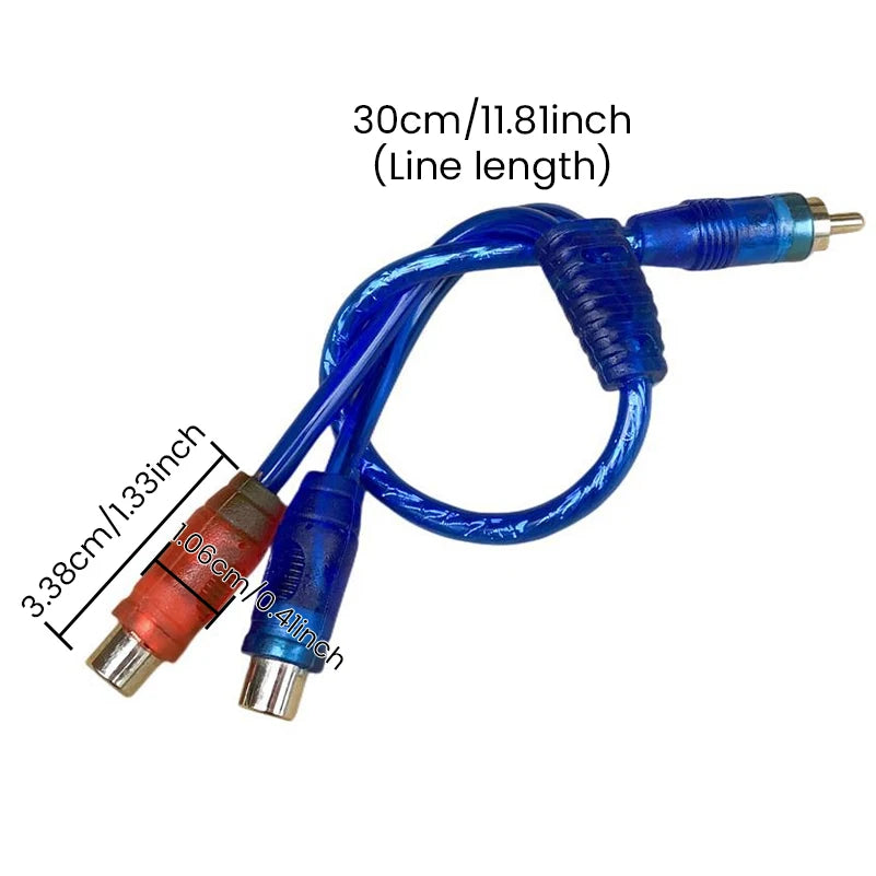 High Quality for Car MP3 Audio RCA 1 Male to 2 Female Y Splitter Cable Adapter Cord Converter for Car AUX Amplifier