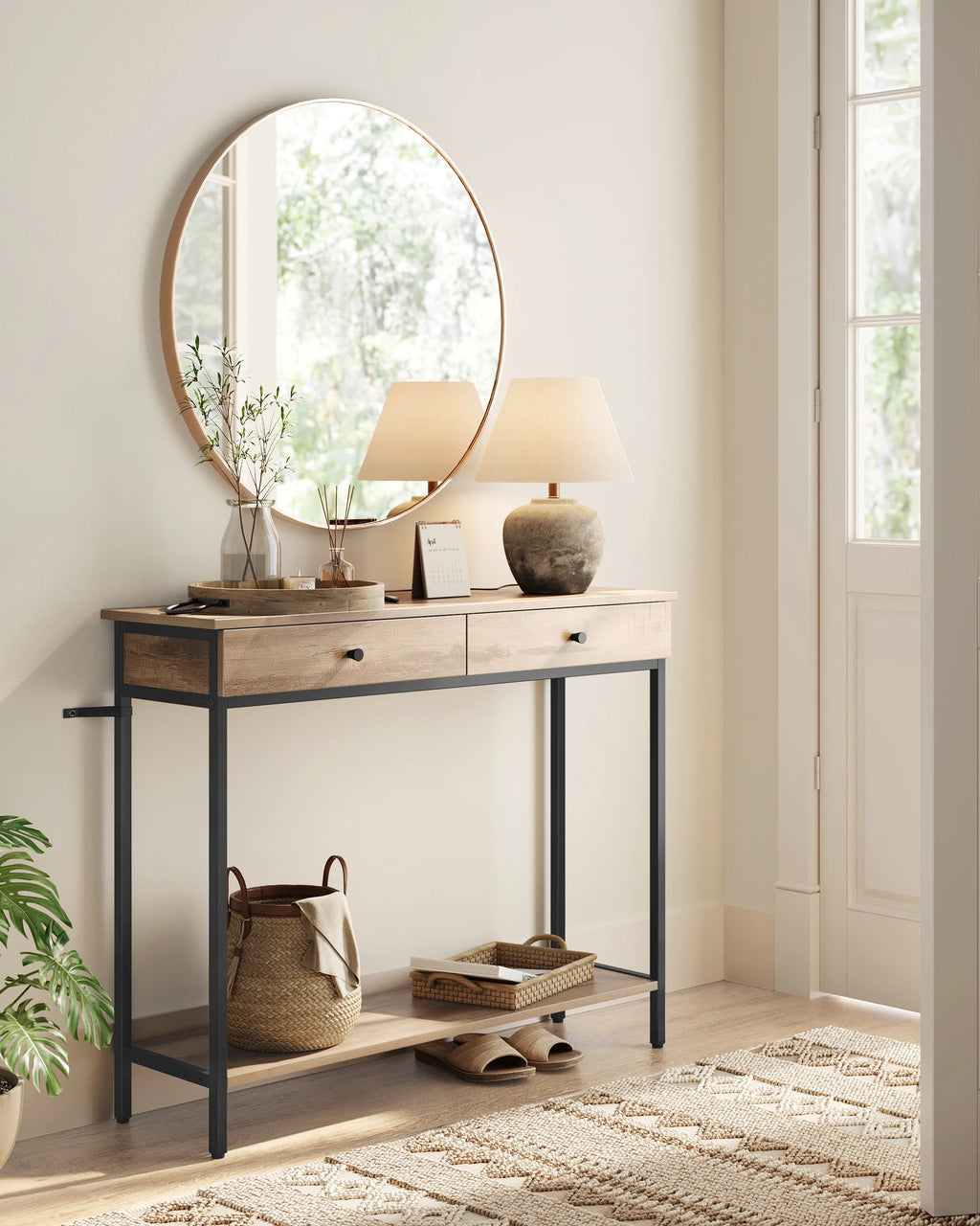VASAGLE Console, Table d'entrée, Table d'appoint, Table de canapé avec 2 tiroirs