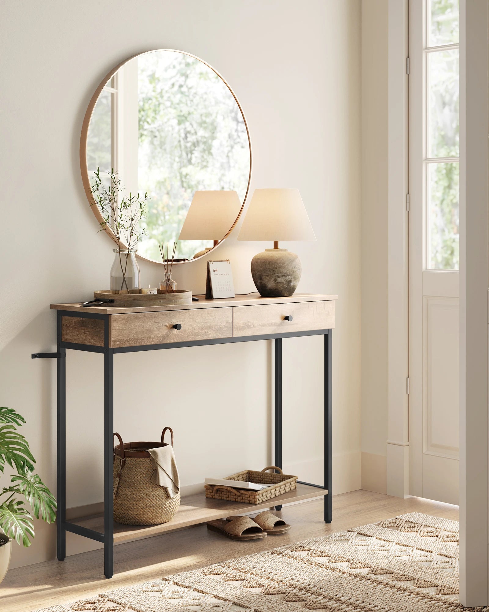 VASAGLE Console, Table d'entrée, Table d'appoint, Table de canapé avec 2 tiroirs