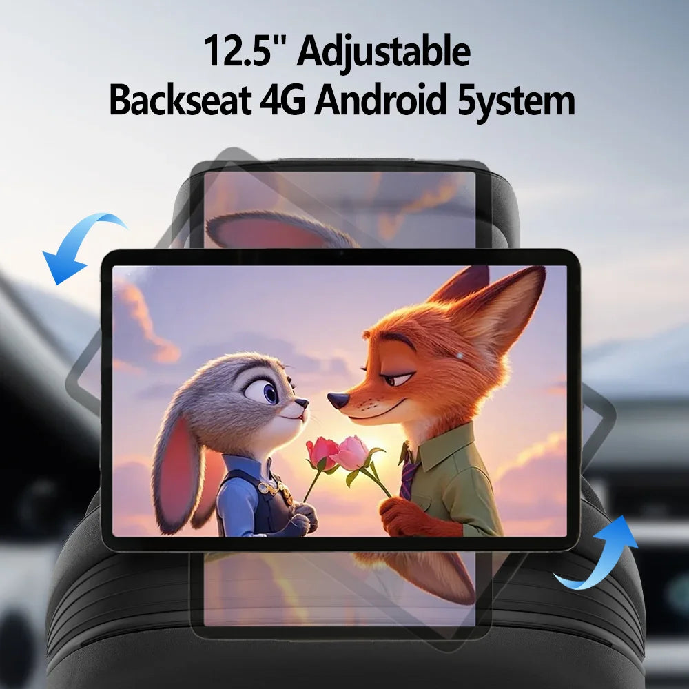 8 Core 6-128GB 4G WiFi 12.5" 2K Rotated 2000x1200 Incell Android 14 Car Headrest Monitor For Back Seat Multimedia 5.0MP Camera