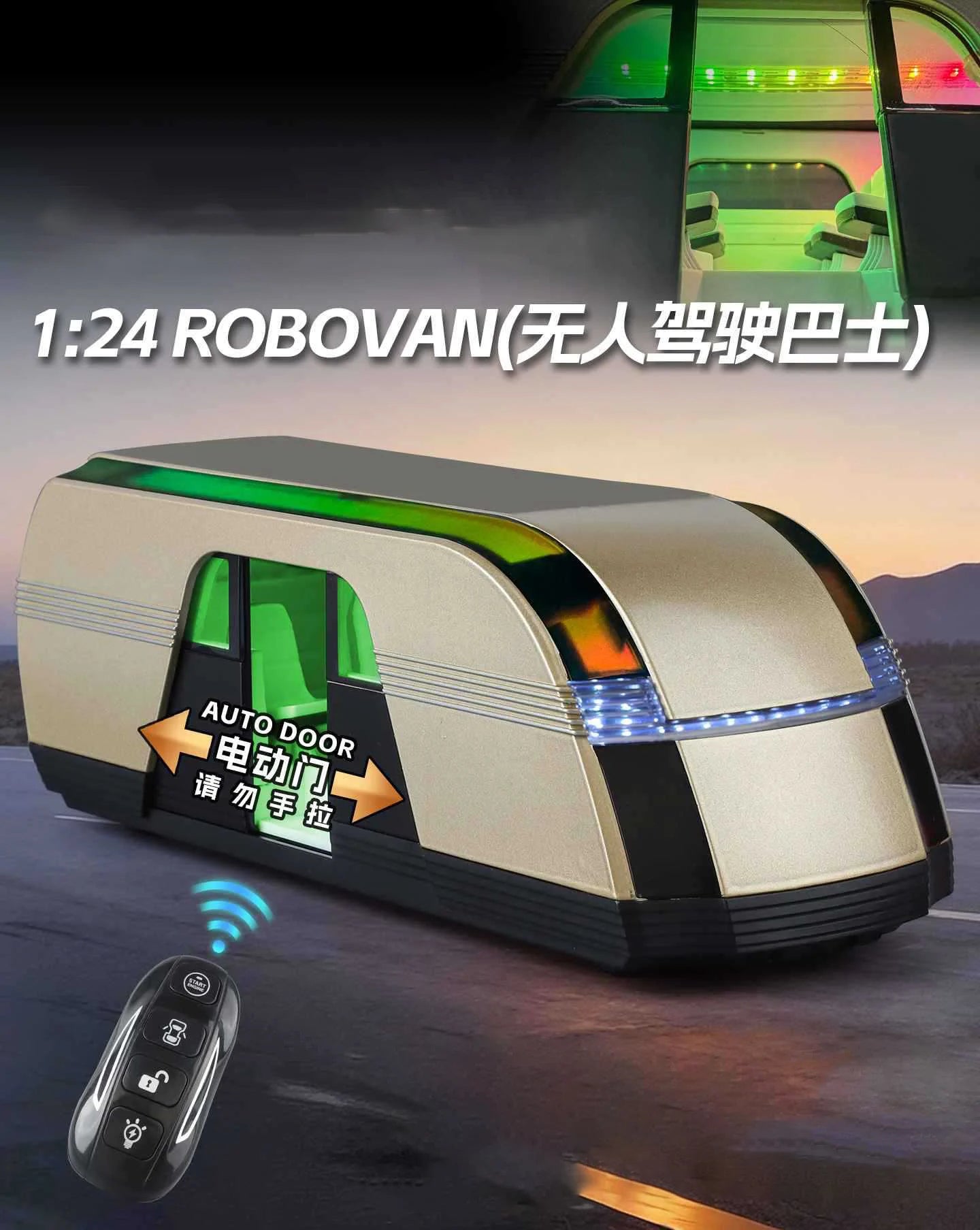 NEW 1:24 Robovan VAN Key Control Alloy Car Model Sound and Light Pull Back Car Model Collectibles Birthday Gift