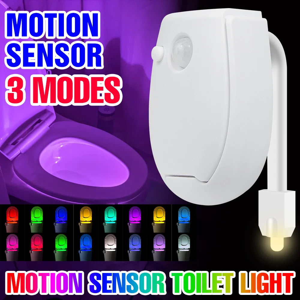 Lampe LED RGB pour cuvette de toilettes, capteur de mouvement PIR intelligent, veilleuses alimentées par piles AAA pour toilettes, salle de bain, rétroéclairage de siège de toilettes