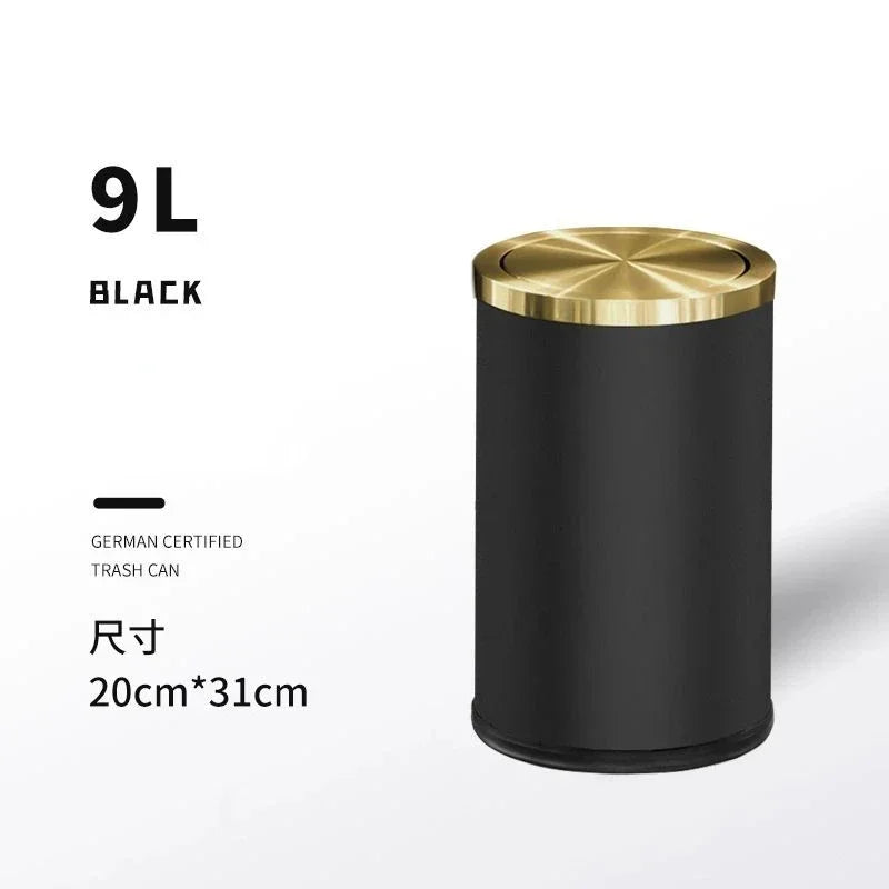 Luxury Golden Dustbin Morden Trash Can Odor Proof Waste Bucket Hotel Cleaning Tools for Home Kitchen Bathroom Living Room