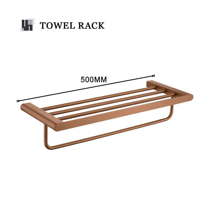 Brushed Rose Gold Storage Rack Towel Bar Tissue Holder Bathrobe Hook Cup Holder Toilet Brush Soap Dish Bathroom Accessories