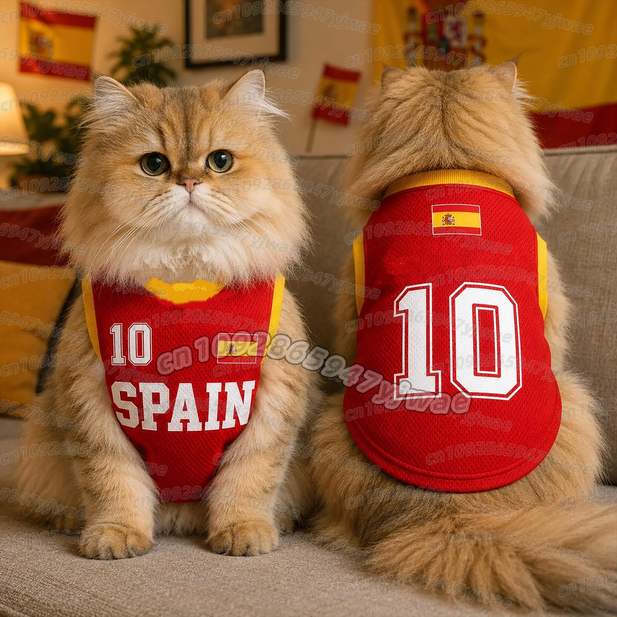 26 Summer Dog Clothes Spain FLAG print Basketball Clothes Puppy T-Shirt Summer Pet Cat Shirts For  soccer fans  Dogs CAT VEST