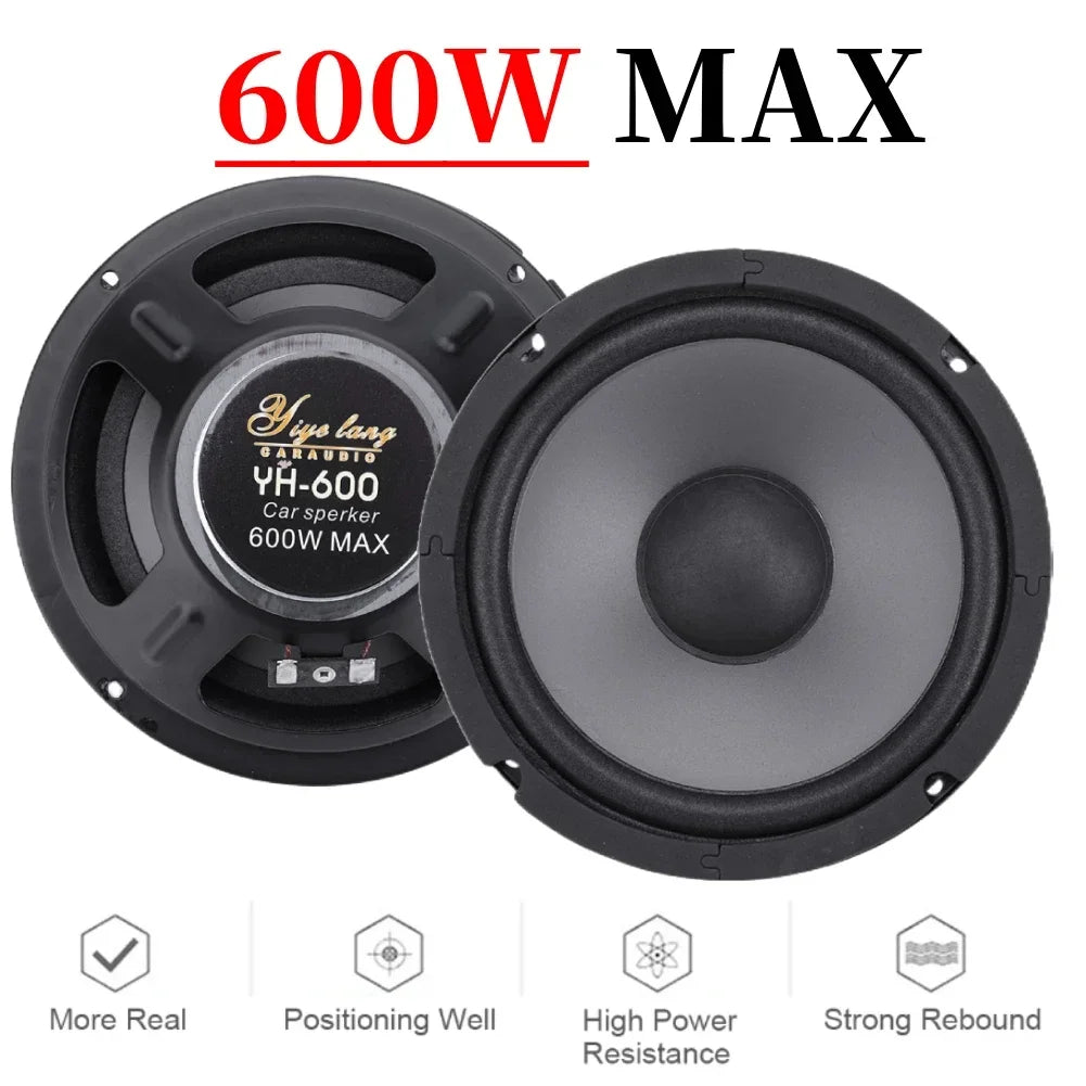 1pcs 6 Inch 600W Car HiFi Coaxial Sound Speaker Auto Door Audio Music Stereo Full Range Frequency Automotive Speakers