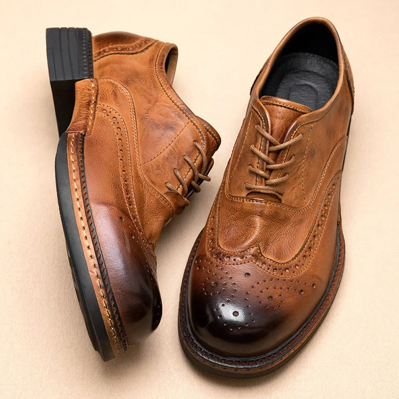 Soft Leather Mens Wedding Brogues Shoes Luxury Genuine Leather Spring Designer Handmade Quality Autumn Formal Social Shoes Man