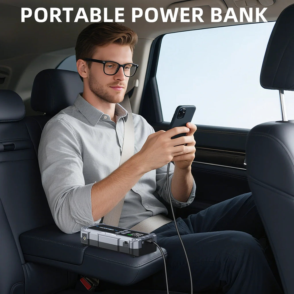 150PSI Air Pump Car Battery Emergency Boosters ,7000A/1500A PEAK Car Jump Starter Power Bank ,Portable Starting Device Car Starter New,Cars with USB Ports And LED Flashlight, 26800mAh/21800mAh Portable Car Jump Starter, Batte