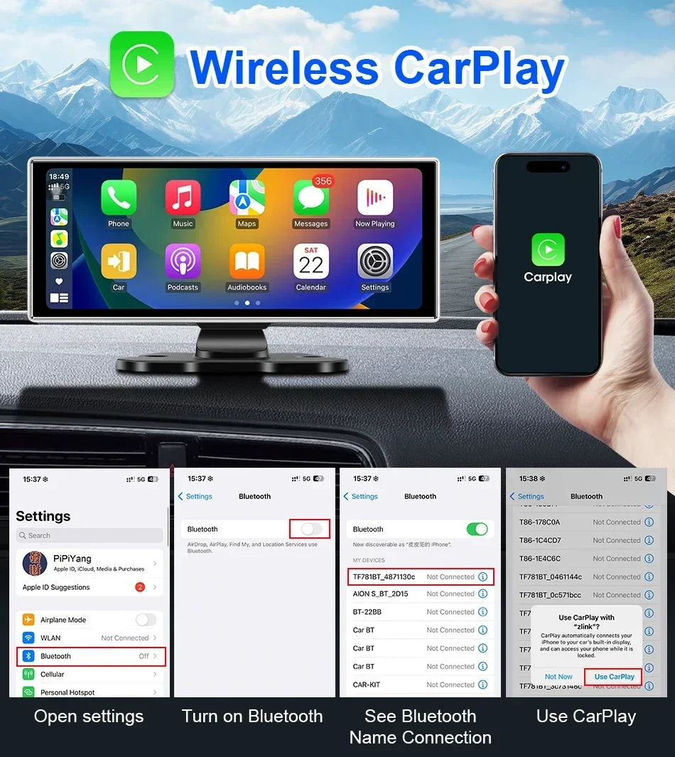 Srnubi 11.26" Dash Cam Rearview Carplay Android Auto 4K DVR Navigation Player Dual Lens Recorder Dashboard WIFI BT AUX GPS FM