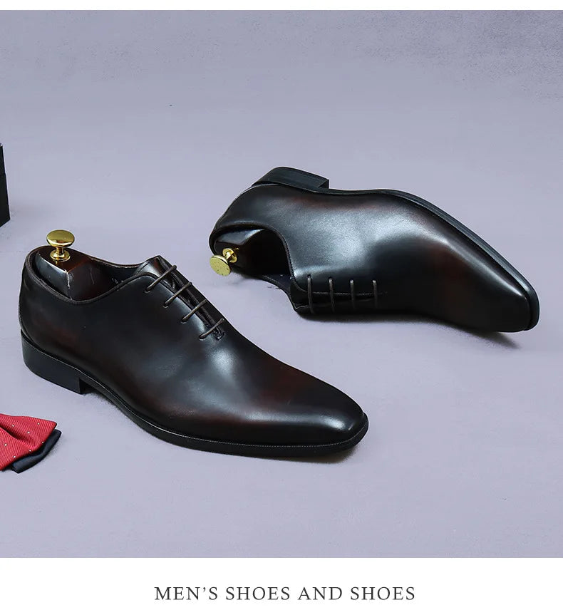 Whole Cut Men's Oxford Shoes Genuine Leather Handmade Quality Comfortable Elegant Black Wedding Social Formal Shoes Man