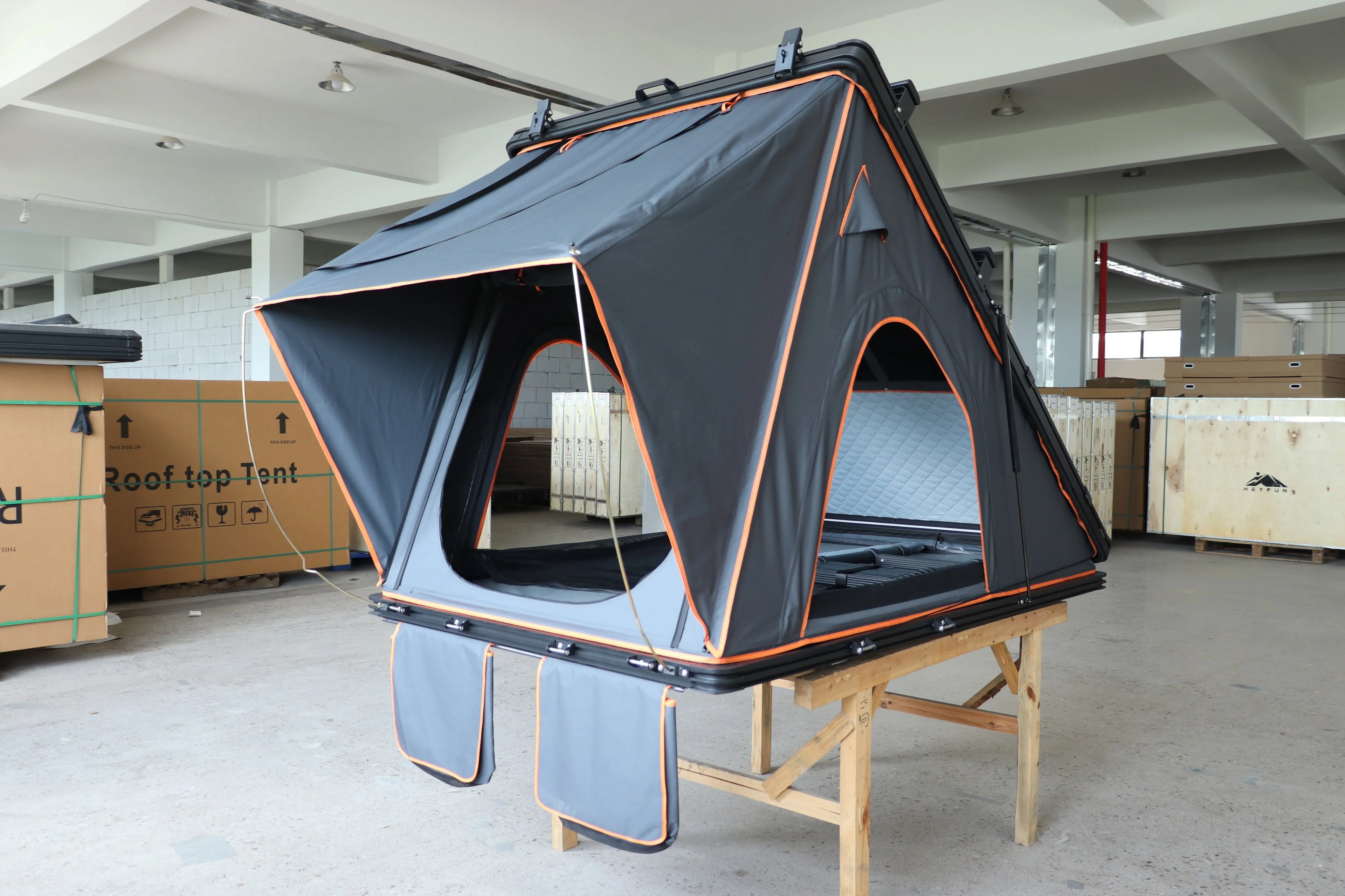 4x4x270cm Hard Shell Roof Top Tent, Waterproof Aluminum Rooftop Tent for Outdoor Camping