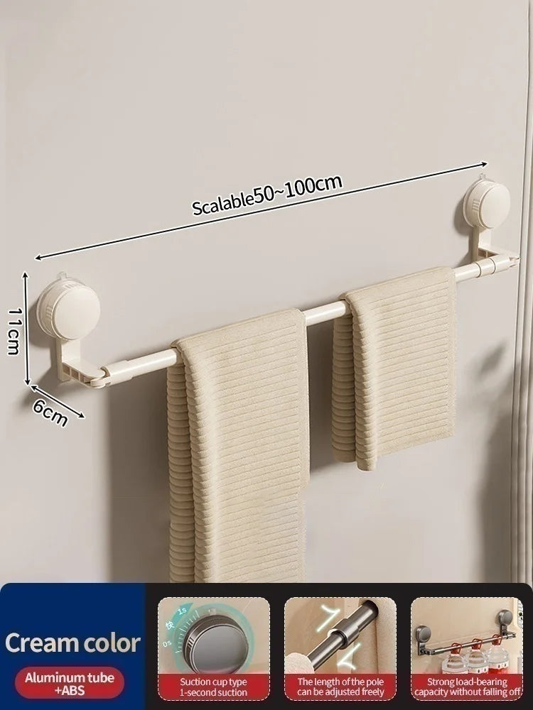 Porte-pantoufles extensible avec ventouse pour salle de bain, douche, tringle télescopique réglable sans perçage, tringle à serviettes, tringle de cuisine