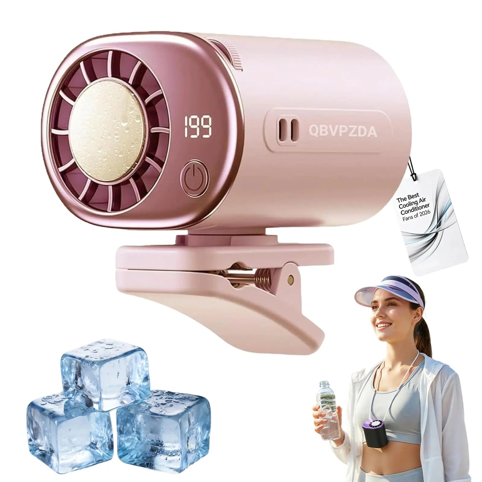2026 Personal Portable Car Clip-On Air Conditioner Fan With 360° Rotation 199 Speeds Adjustable USB Rechargeable LED Display For