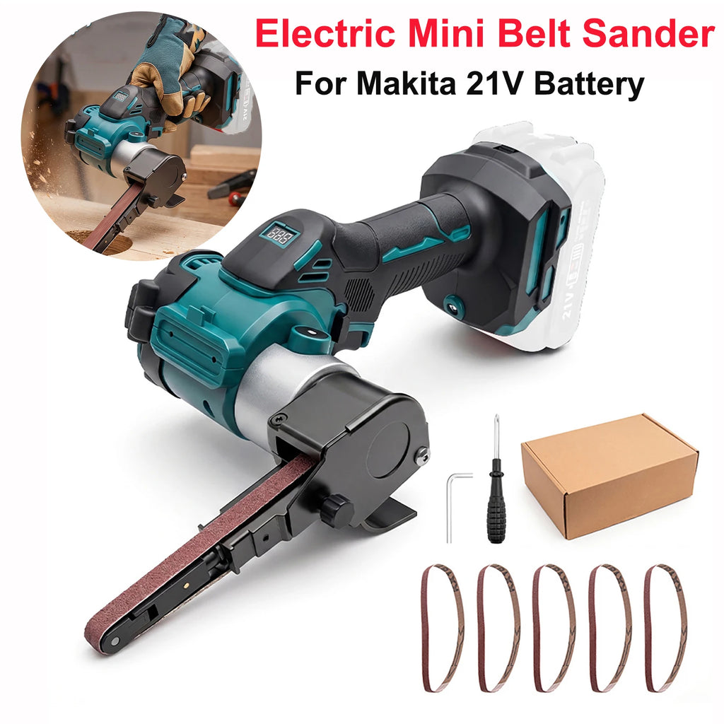 Brushless Electric Mini Belt Sander Cordless Sander Polisher Power Tools with Belts for Wood Metal Work for Makita 21V Battery