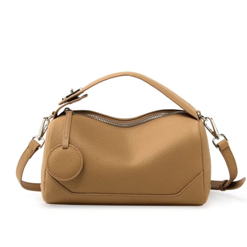 new fashion genuine leather woman bag handle cowhide shoulder bag luxury designer minimalism bag cattle leather