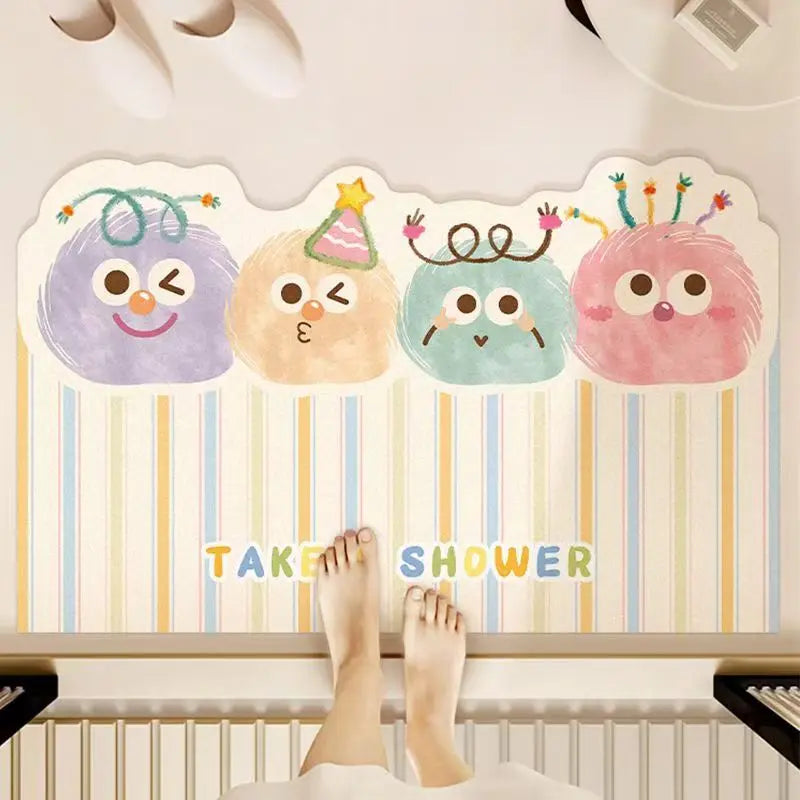 VIKAMA Cute and Fun Big Eyes Cloud Bathroom Carpet Absorbent Anti slip Quick drying Foot Mat Toilet Entrance Door Mat