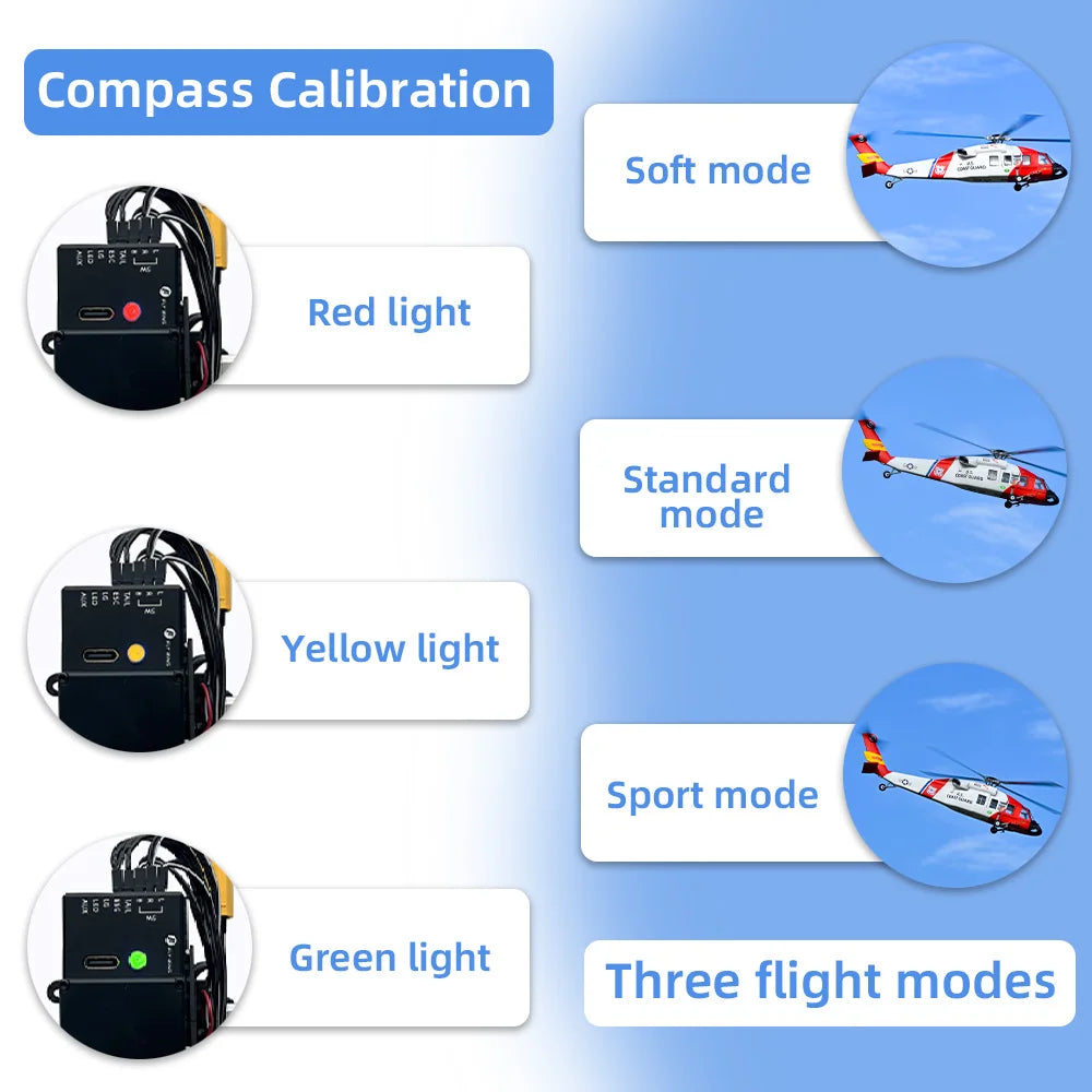 FLYWING MH-60T Jayhawk Scale Helicopter 470 Class LED Light ACE Controller MH60T rc Helicopter MH60 helicopter with GPS ATT mode