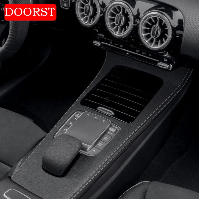 Car Center Console Leather Style Panel Cover Trim Panel Frame Interior Acccessories For Mercedes Benz A CLA Class W177 C118 AMG