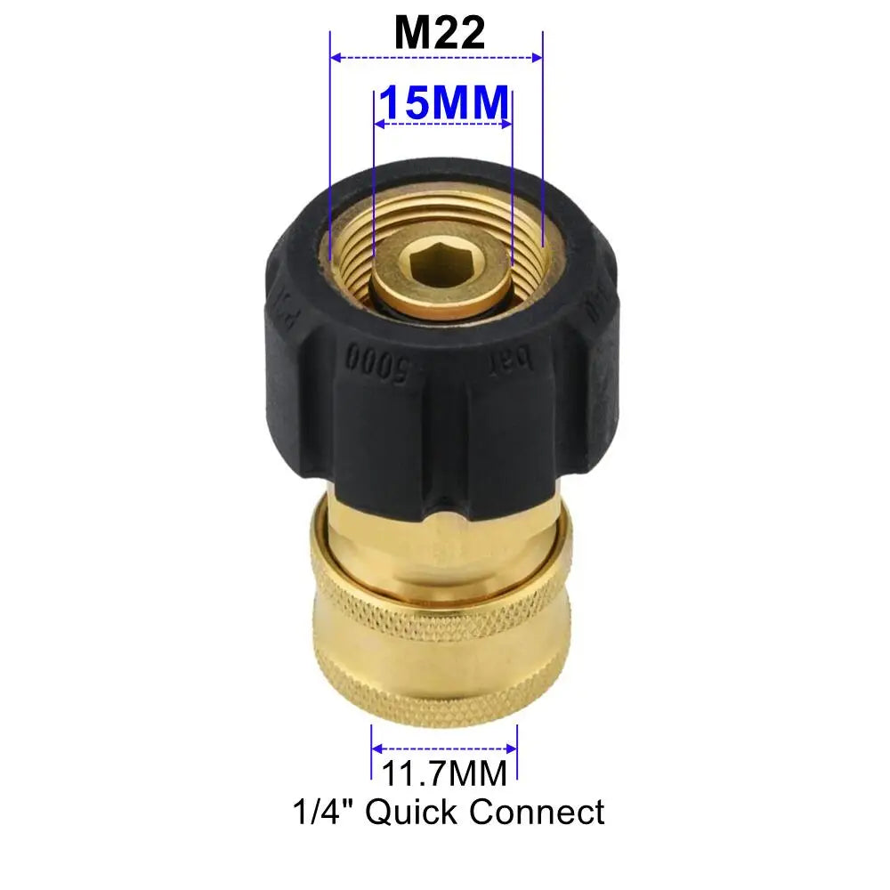 Swivel M22 To 1/4" Quick Connect Hitch For High Pressure Wash Gun To Hose Adaptor Connection
