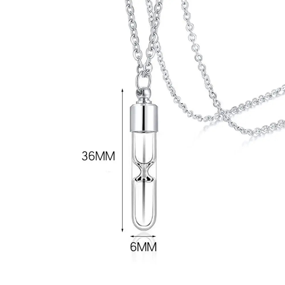 Ashes Holder Glass Bottle Necklace Transparent Glass with Chain Perfume Vial Pendant Fillable Keepsake Memorial Necklace
