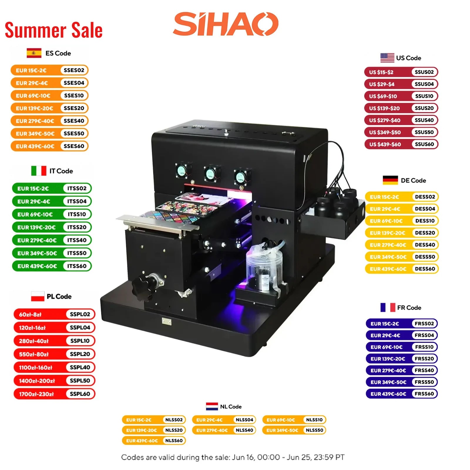 Sihao DIY A4 UV Printer Upgrade Flatbed UV Flatbed Printing Machine With ACRO RIP Software For Phone Case Metal Glass Wood