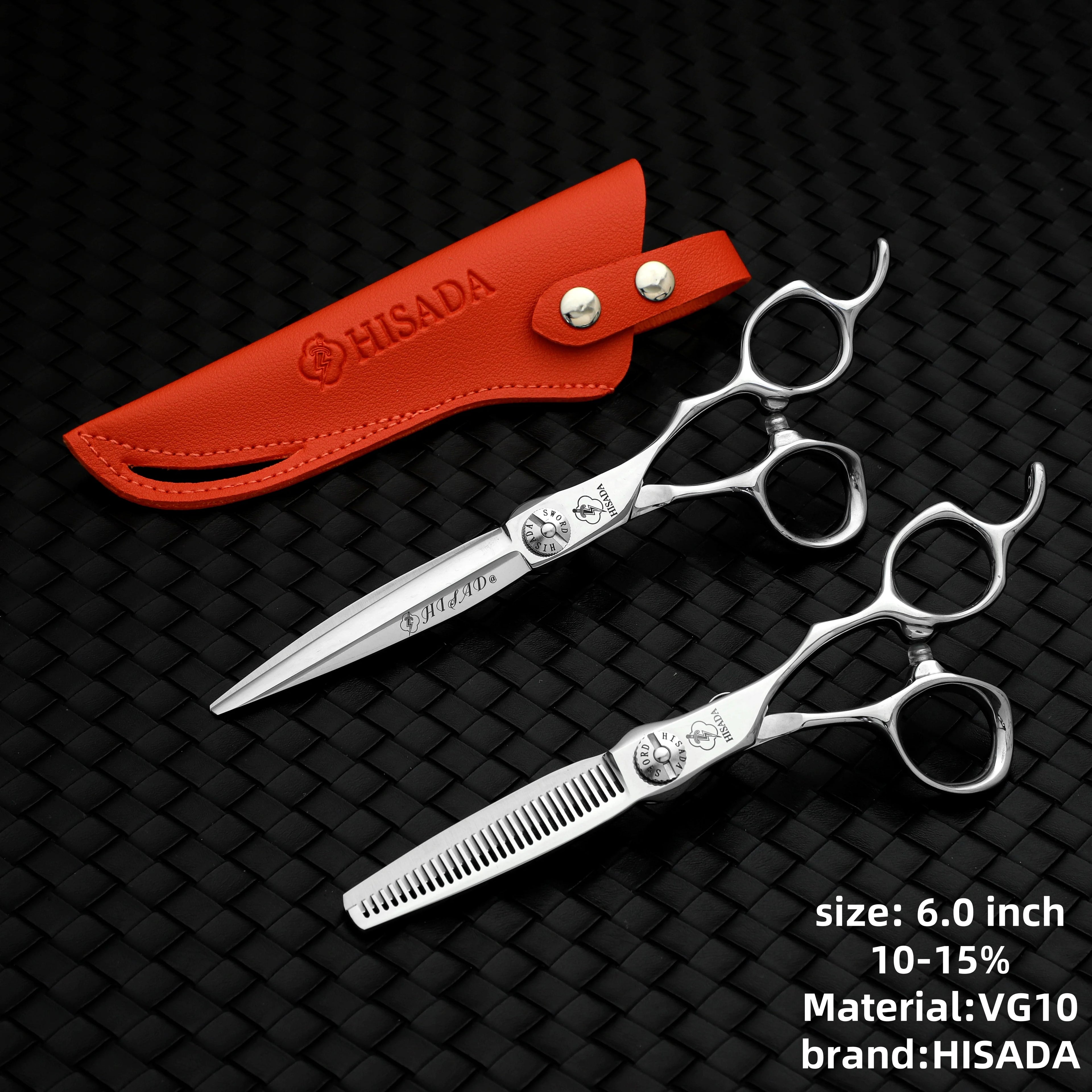 HISADA Hairdressing Scissors Professional Barber Scissors 6.0 Inch Scissors VG10 Material Professional Barber Scissors