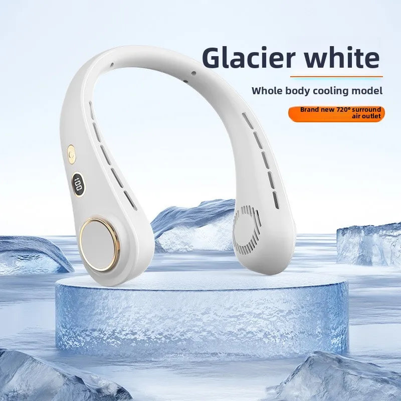 Wearable Neck Cooling Fan USB Rechargeable Hands Free Portable Hanging Personal Air Cooler Indoor Outdoor Daily Skincare Use
