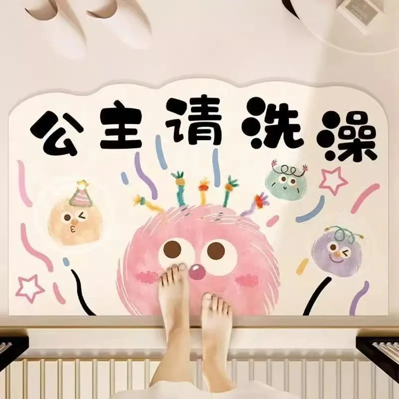 VIKAMA Cute and Fun Big Eyes Cloud Bathroom Carpet Absorbent Anti slip Quick drying Foot Mat Toilet Entrance Door Mat