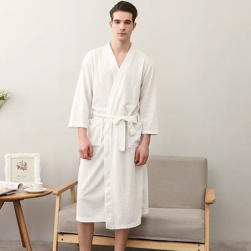 Custom Couple Bathrobe Embroidered with Names Logo Home Clothes Waffle Knit Bathrobe for Couples Hotel Spa Robe for Men Women