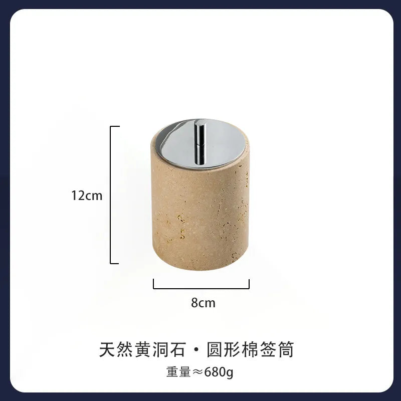 4Pcs Natural Travertine Bathroom Set Wabi Sabi Minimalist Soap Dispenser Tissue Box Luxury Hotel Show House Organizer Decor