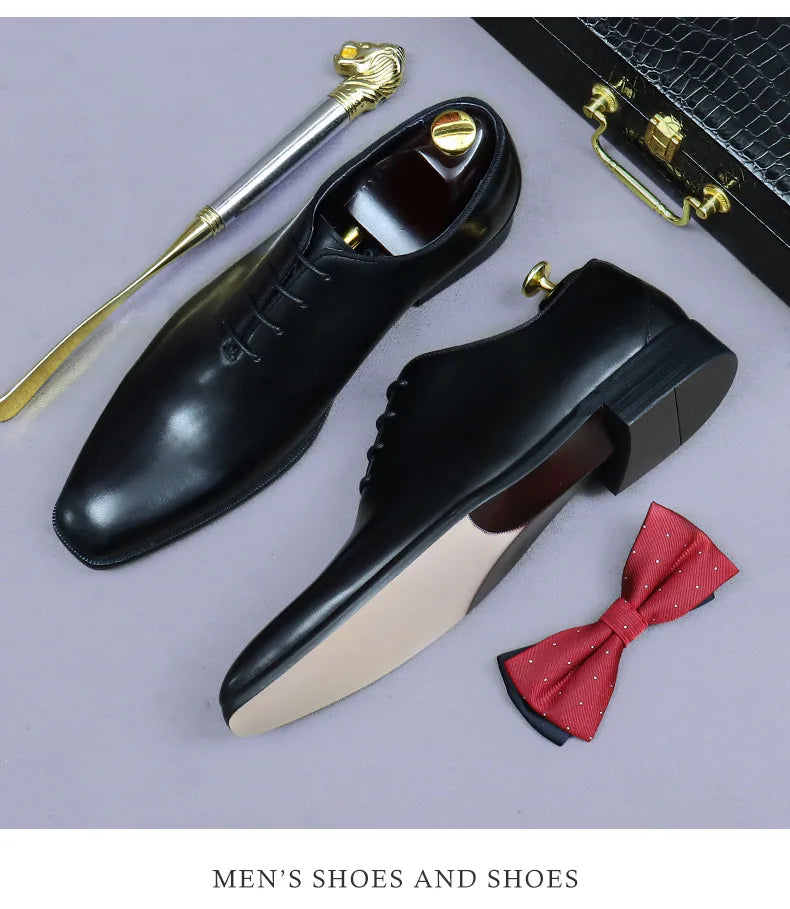 Whole Cut Men's Oxford Shoes Genuine Leather Handmade Quality Comfortable Elegant Black Wedding Social Formal Shoes Man