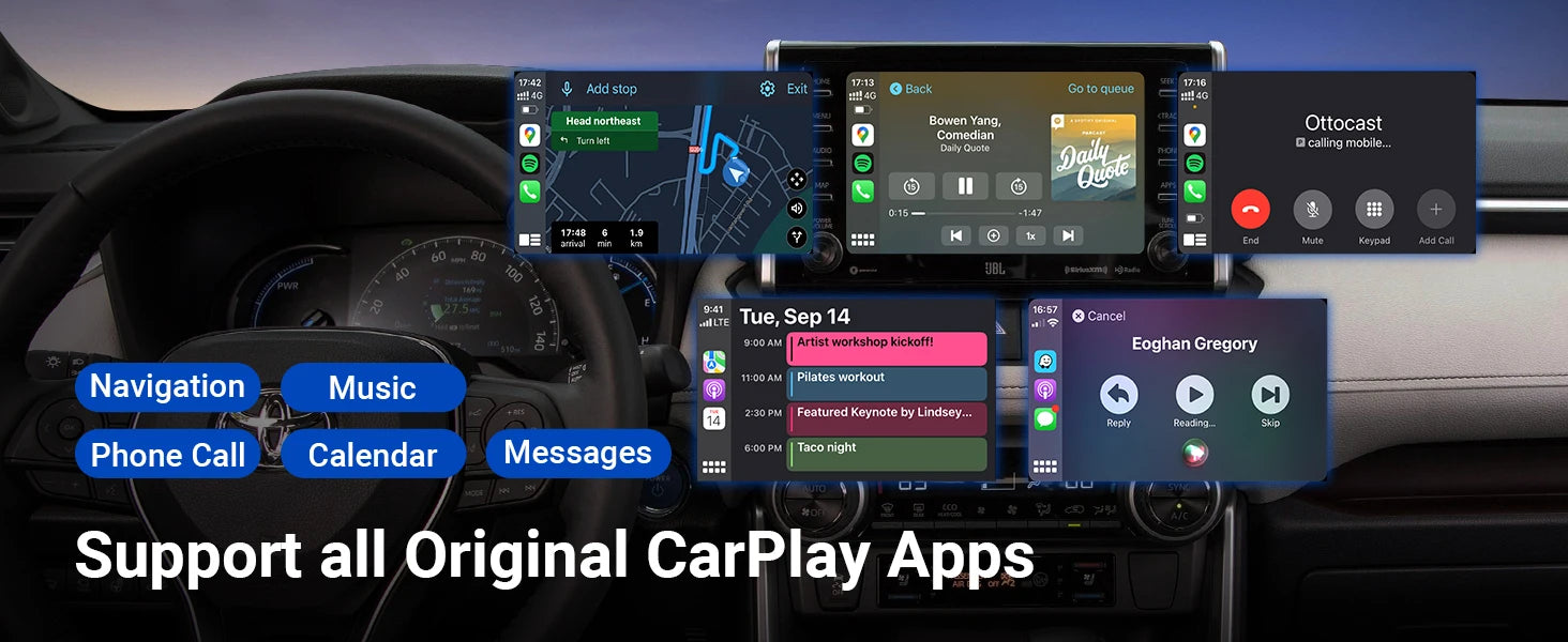 OTTOCAST Play2Video Express Wireless CarPlay Android Auto Adapter for Youtube Netflix for Volvo Chevrolet VW CarAccessorie
