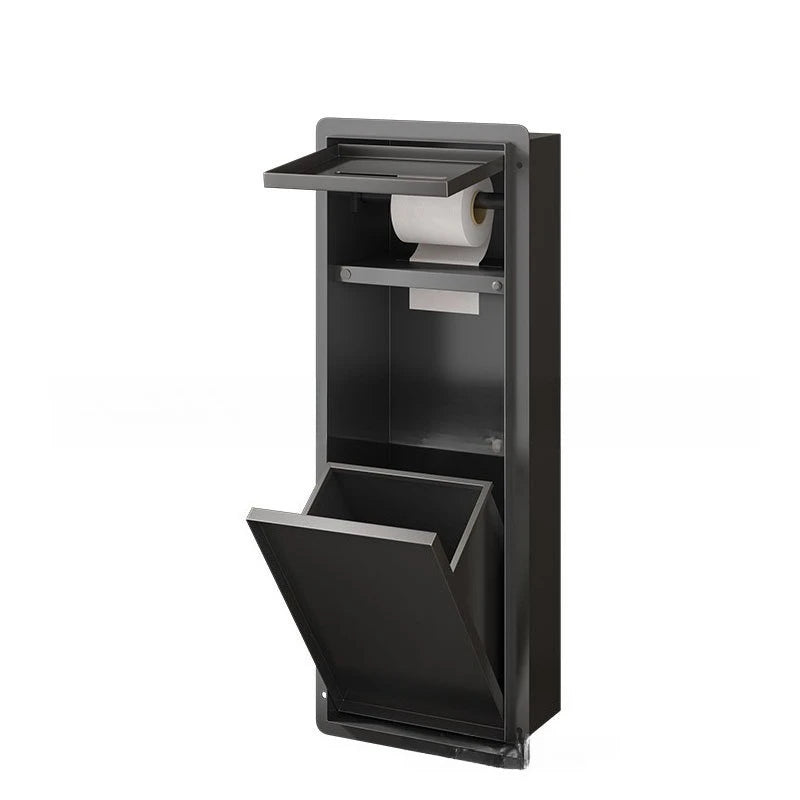 304 Stainless Steel Concealed Toilet Niche Concealed Garbage Bin with Hidden Trash Can Tissue Box Embedded Design