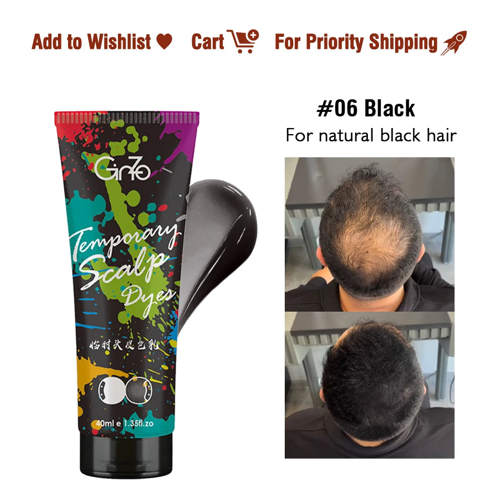 GINZO Hair Concealer for Baldness Dye Hair Corrector Cream for Man Waterproof Fill Up Black Hair Powder Upgraded Home Use 40ml