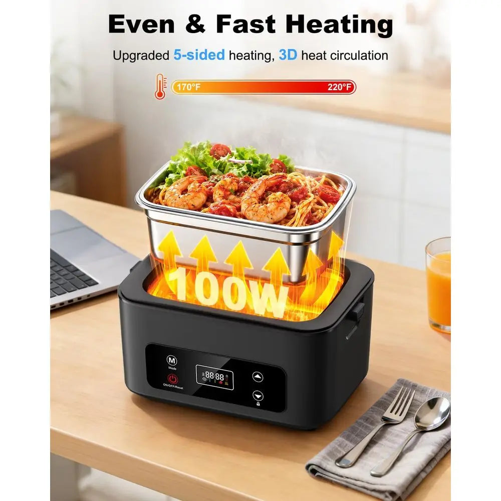 Rechargeable 24000mAh Electric Lunch Box - 2026 Upgraded Portable Food Warmer with Removable Divider for Men, Women, Office, Out