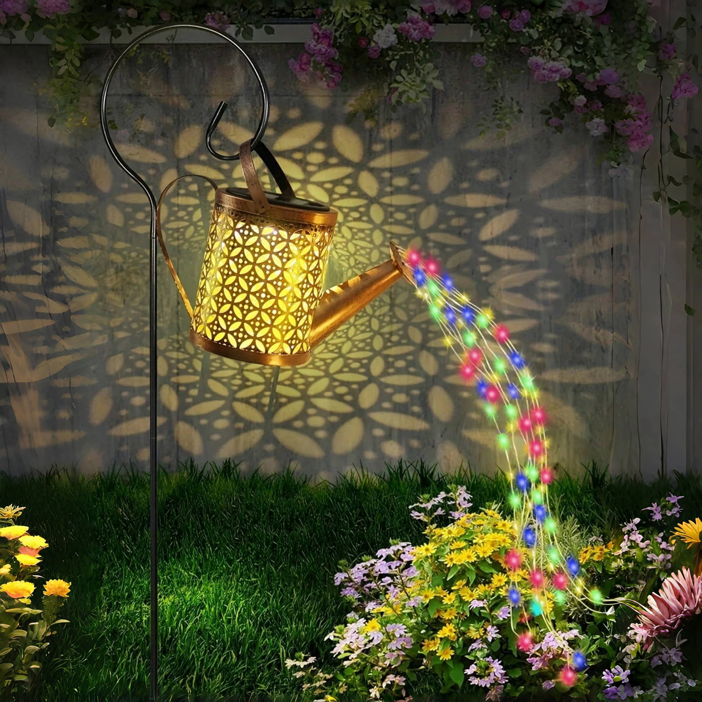 1PC Enchanted Solar Fairy Lamp Outdoor Whimsical Iron Kettle Design with Auto Dusk-to-Dawn Sensor IP65 Garden Light for Pathway