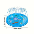 100cm Blue Dolphin Inflatable Splash Mat - Durable PVC Splash-Proof Outdoor Play Mat with Fun Water Spray System Ideal for Lawn